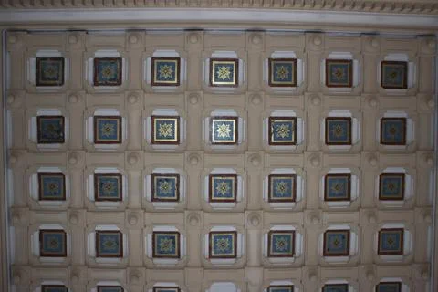 Texture of vintage ceiling with geometric patterns Stock Photos