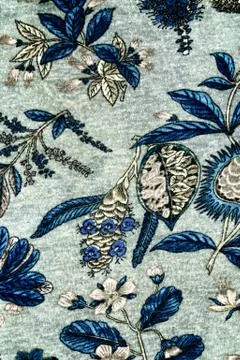 Texture of vintage print fabric striped flowers for background Stock Photos