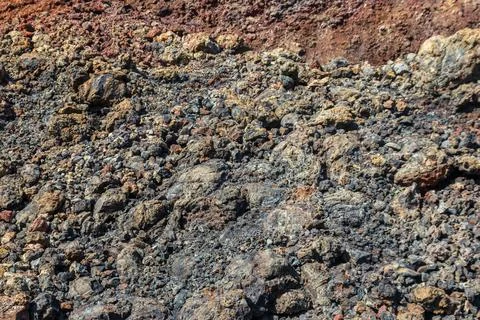 Texture of volcanic rock background with abstract patterns of cooled Stock Photos