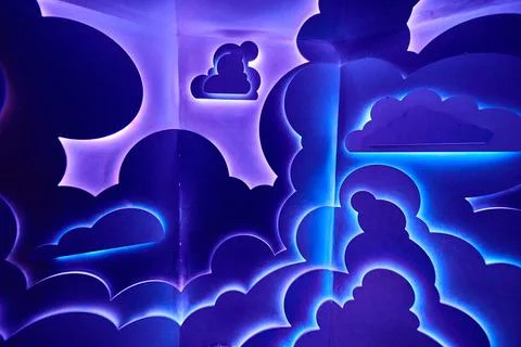 Texture wall of cloud patterns and LED lights Foto stock