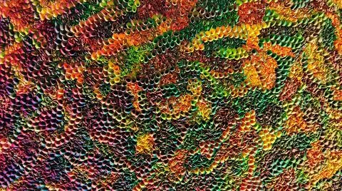 Texture of wall decor with flowered paper leaves Stock Photos