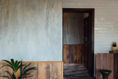 Texture of the wall with gray handmade plaster Stock Photos