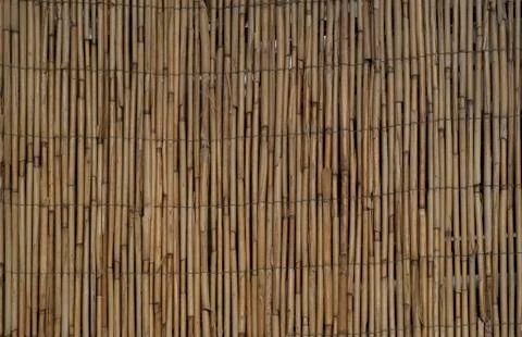 The texture of the wall made of bound bamboo bars Stock Photos