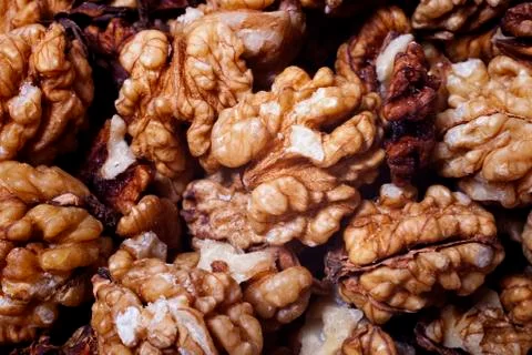 Texture of walnuts without shell Stock Photos