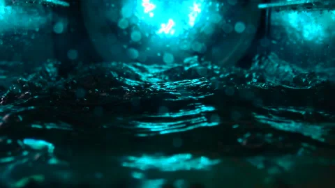 Texture of the water is a rumbling chaos with bubbles created Stock Footage 310669190