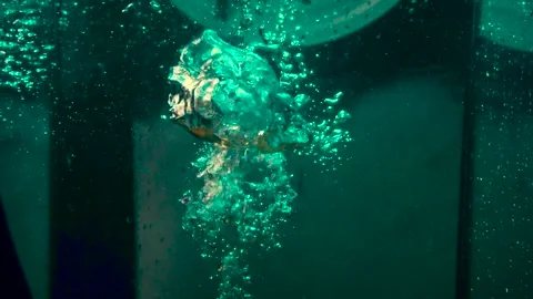 Texture of the water is a rumbling chaos with bubbles created Stock Footage 310669212