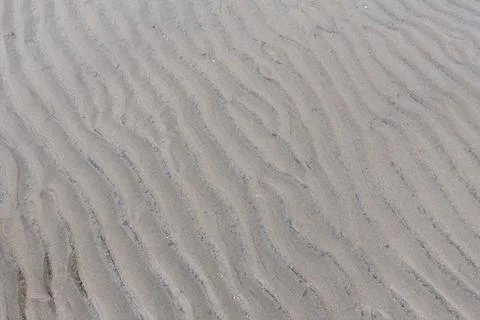 Texture of wavy sand ripple patterns formed on the beach during low tide Foto stock
