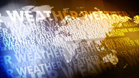 Texture of weather text and world map displaying global weather forecast Stock Footage 272198708