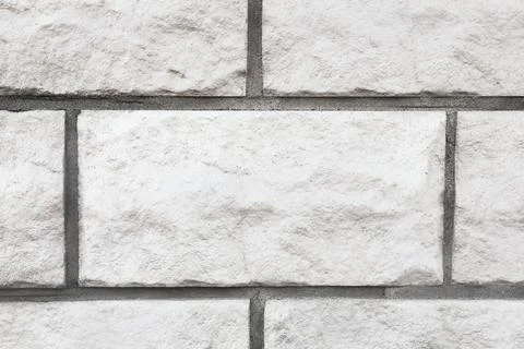 Texture of white brick wall as background, closeup 库存照片