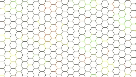 The texture of white honeycombs. multicolored lines.hexagons. cyberspace Stock Footage 278578489