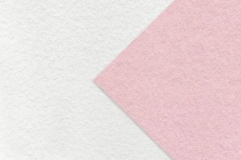 Texture of white paper background, half two colors with light pink arrow, mac Stockfoto's