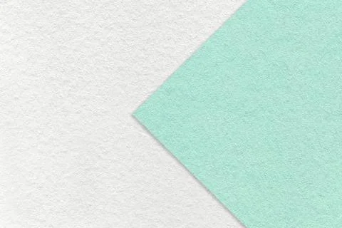 Texture of white paper background, half two colors with light mint arrow, mac Stockfoto's
