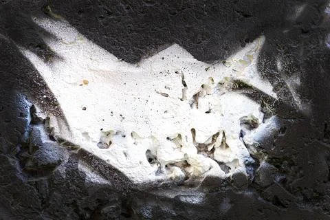 Texture white space in the middle of the black picture on a concrete surfac.. Stock Photos