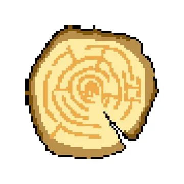Texture wood circle pixel art vector illustration Stock Illustration