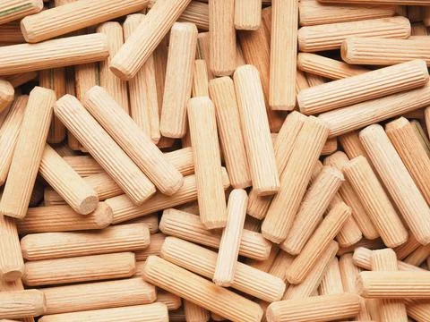 Texture of wooden dowels using as background Stock Photos