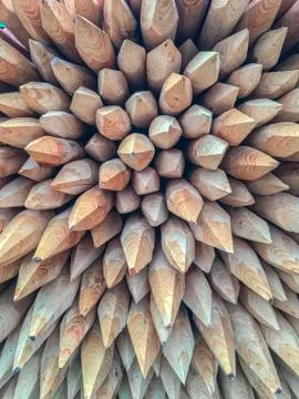Texture of wooden stakes in a different perspective Stock Photos