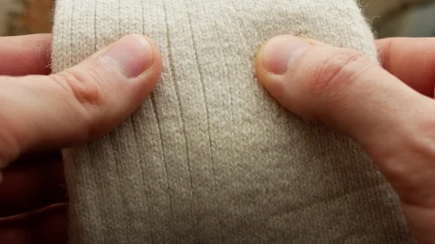 Texture of wool sock close up shot Video stock 107472873