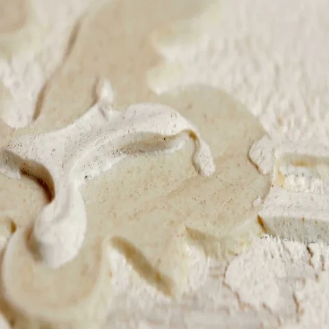 Texture of working Stucco pattern white color wall. Multi-layer decorative Stock Footage 69440262