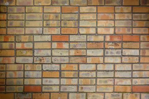 Texture, yellow brick wall, smooth masonry, ideal home, construction Foto stock