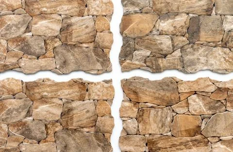Texture of yellow-brown facade stone for exterior decoration of the house. Foto stock