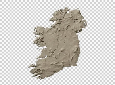 Textured 3d clay relief map of Ireland showing island topography and land b.. Stock Photos