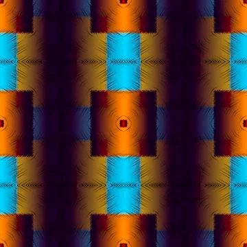 Textured 3d geometric vector seamless pattern. Abstract tapestry squares 스톡 일러스트