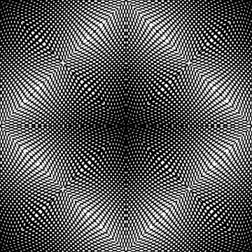 Textured 3d geometric vector seamless pattern. Radial dotted halftone background Stock Illustration