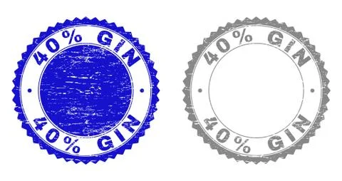 Textured 40% GIN Grunge Stamp Seals with Ribbon Stock Illustration