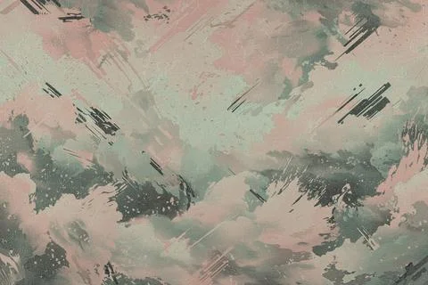 Textured abstract background of splashed green-pink paint with spots and sc.. Stock Photos