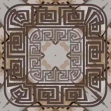 Textured abstract grunge vector seamless pattern. Greek square frames backgro Stock Illustration