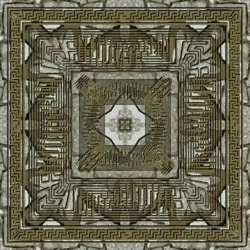 Textured abstract grunge vector seamless pattern. Greek square frames backgro Stock Illustration