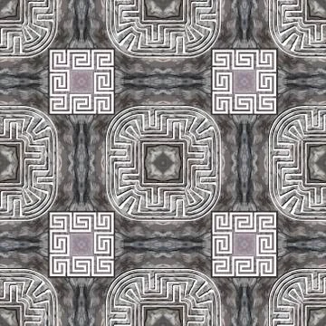 Textured abstract grunge vector seamless pattern. Greek square frames backgro イラスト素材