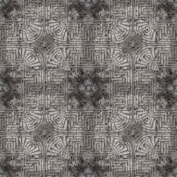 Textured abstract grunge vector seamless pattern. Greek frames ornamental bac Stock Illustration