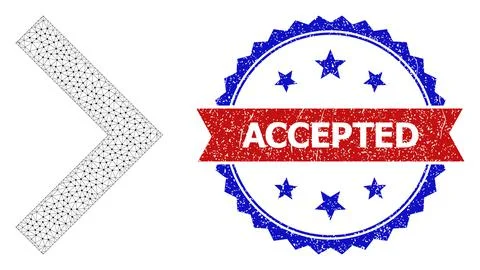 Textured Accepted Round Rosette Bicolor Seal and Mesh Network Right Direction Stock Illustration