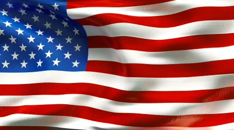 Textured AMERICAN USA cotton flag with wrinkles and seams Stock Footage