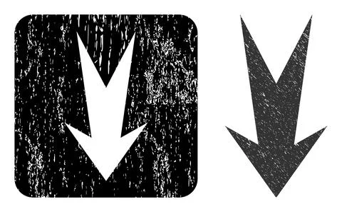 Textured Arrow Down Subtracted Stamp Stock Illustration
