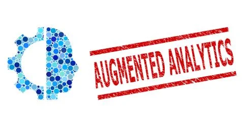 Textured Augmented Analytics Watermark and Cyborg Gear Collage of Rounded Dots Illustrazione stock