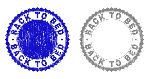 Textured BACK TO BED Scratched Stamp Seals Stock Illustration