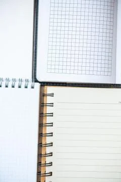 Textured background from blank open notebooks, notes and albums Stock Photos