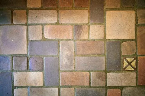 Textured Background of Old 1920's Stone and Brick Mansion Floor Stock Photos