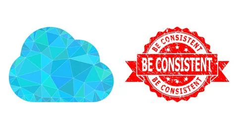 Textured Be Consistent Seal and Cloud Low-Poly Mocaic Icon イラスト素材