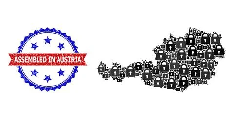 Textured Bicolor Assembled in Austria Stamp Seal and Composition of Security for 스톡 일러스트