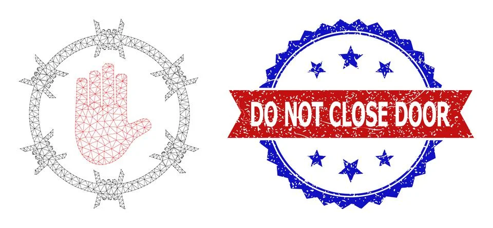 Textured Bicolor Do Not Close Door Stamp Seal and Stop Jail Web Icon Stock Illustration
