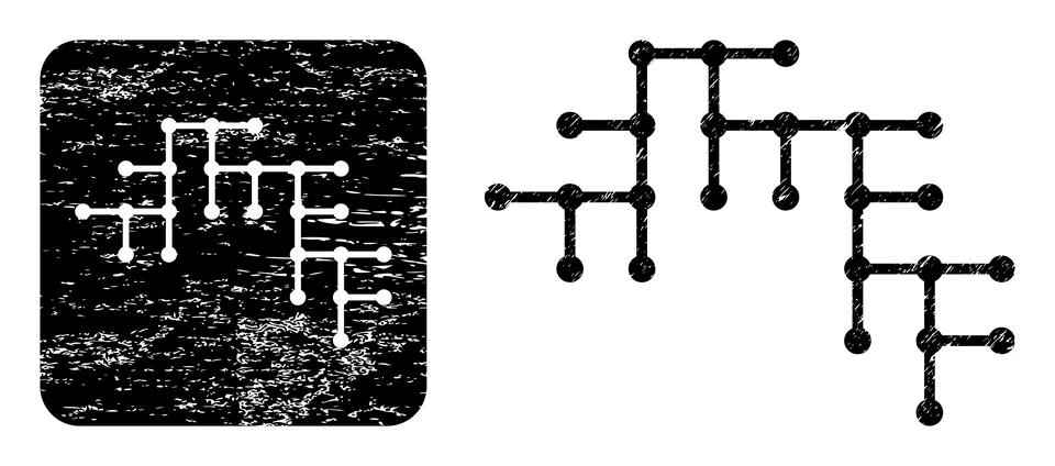 Textured Binary Circuit Subtracted Imprint Stock Illustration