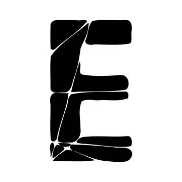Textured black letter E on white background, Creative mosaic uppercase letter Stock Illustration