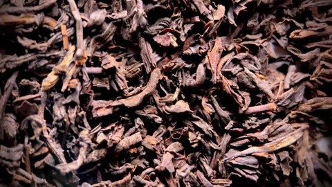 Textured Black Tea Leaves Close Up Stock Footage 258395427