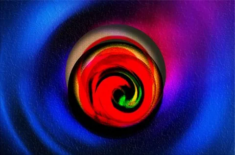 Textured Blue Vortex with Red Sphere Core Stockillustratie