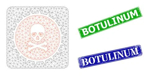 Textured Botulinum Badges and Triangular Mesh Pandora Box Icon Stock Illustration