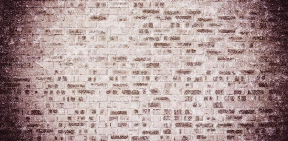 Textured brick wall facade is exhibiting chipped bricks and mortar lines in flat イラスト素材