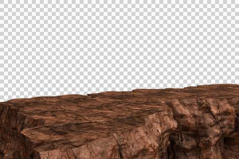 A textured, brown rock face with a rough edge, appearing to jut out Illustrazione stock